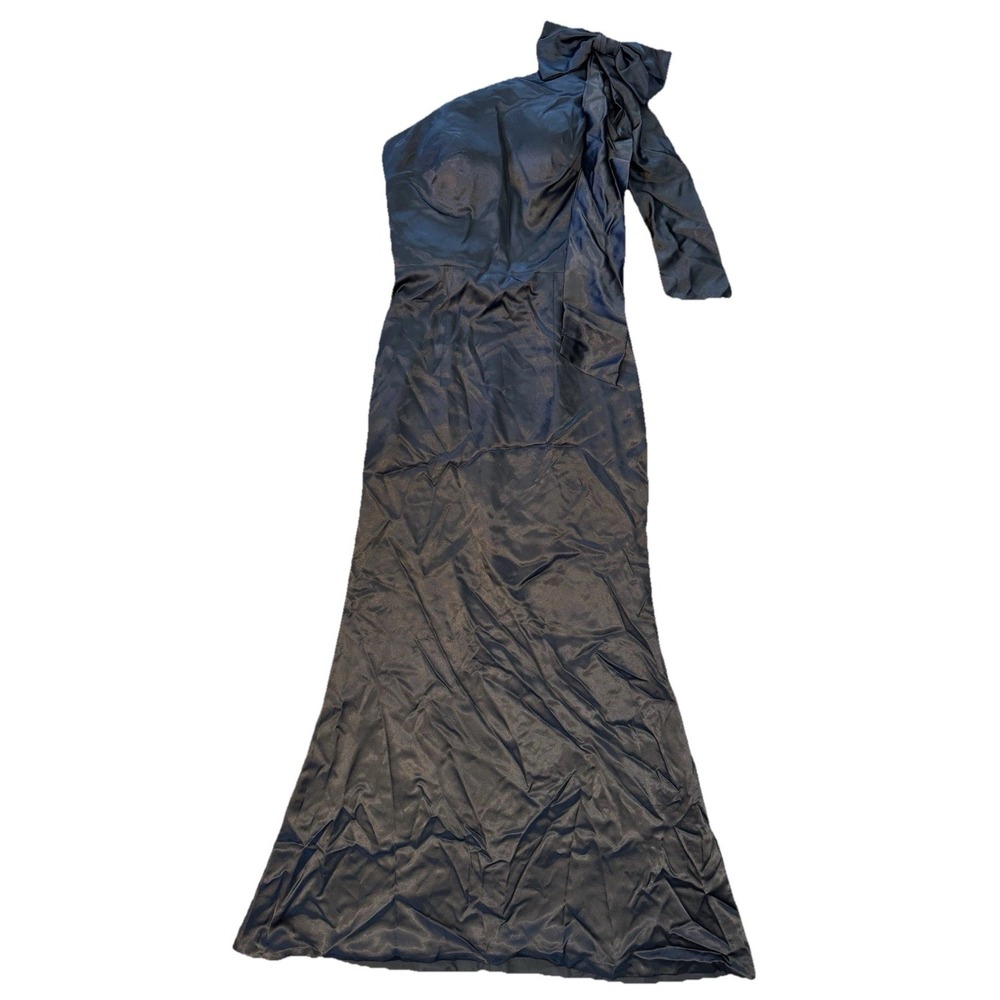 Hebeos Women's Black‎ Satin One Shoulder Gown Formal Evening Elegant Prom Dress